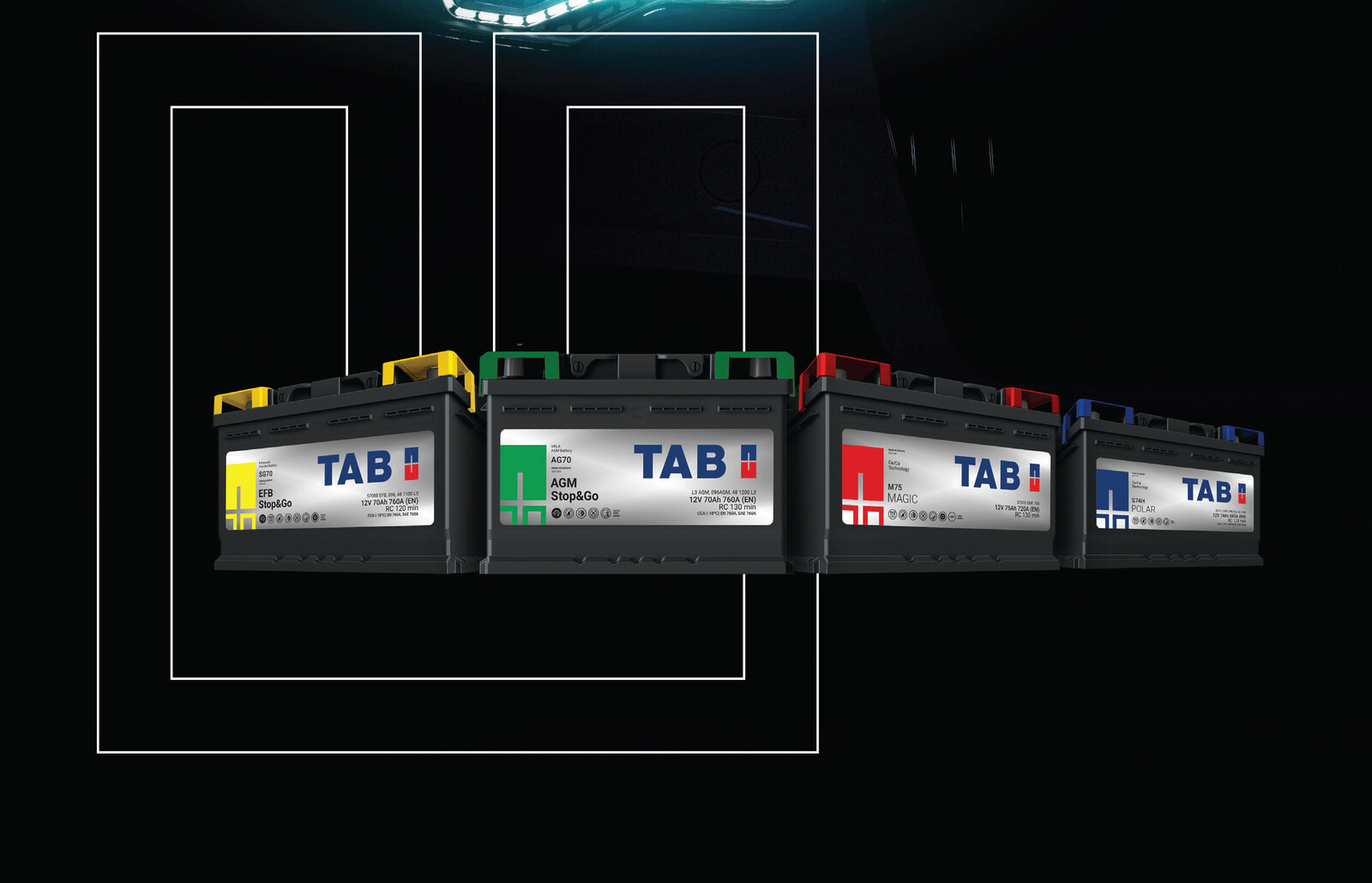 TAB EFB, AGM, Ca/Ca and Polar starter battery range